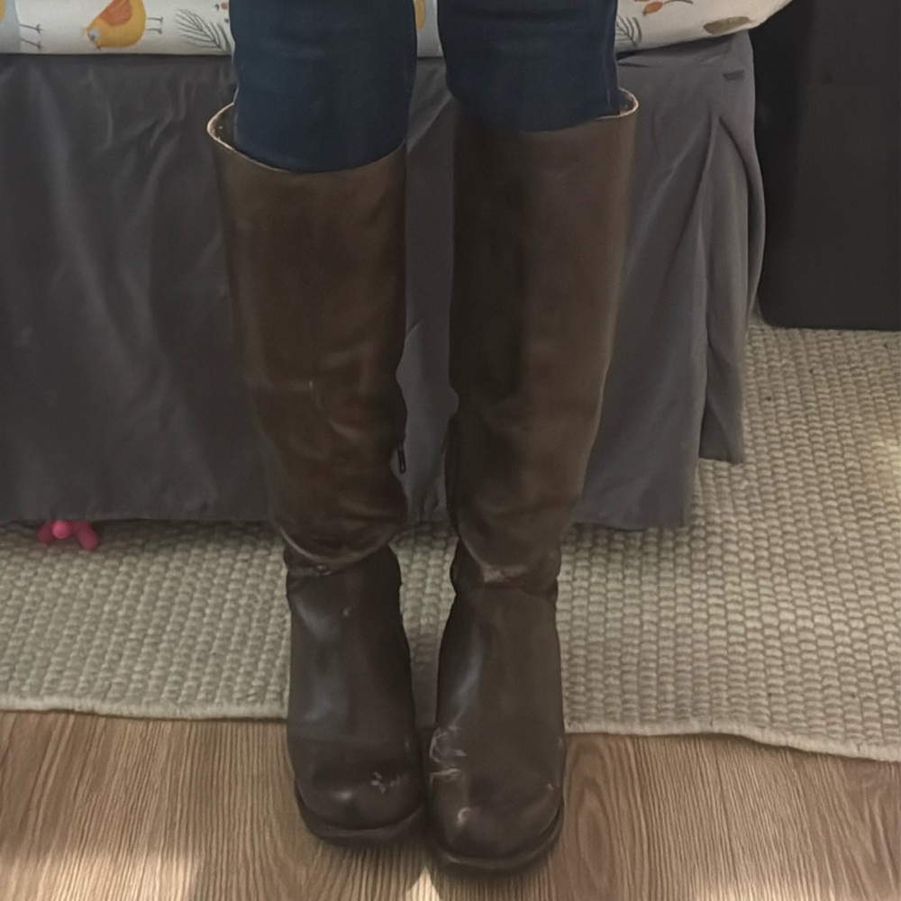 Bed Stu brown distressed leather tall riding boots 7
